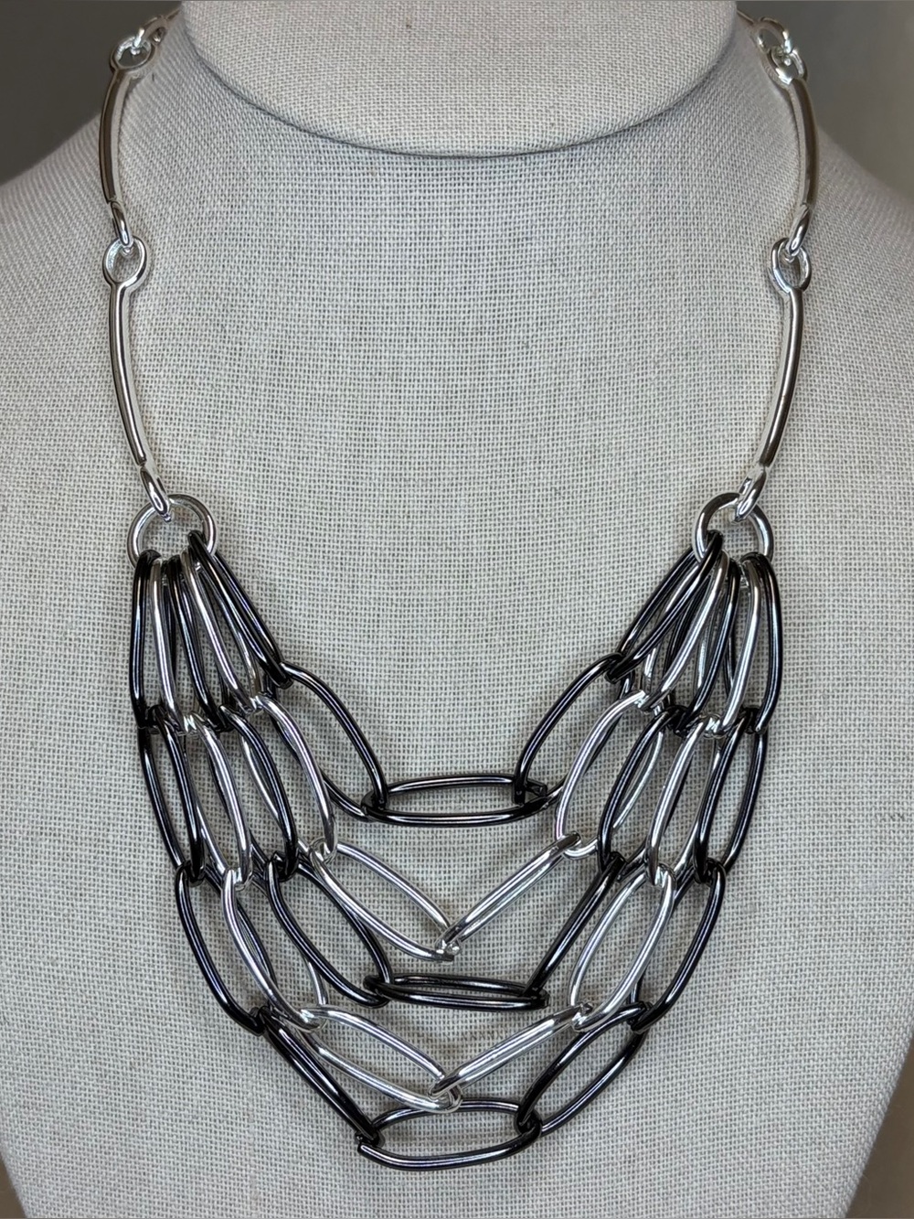 Premier Designs Modern Mixed Metal Layered Chain Statement Necklace